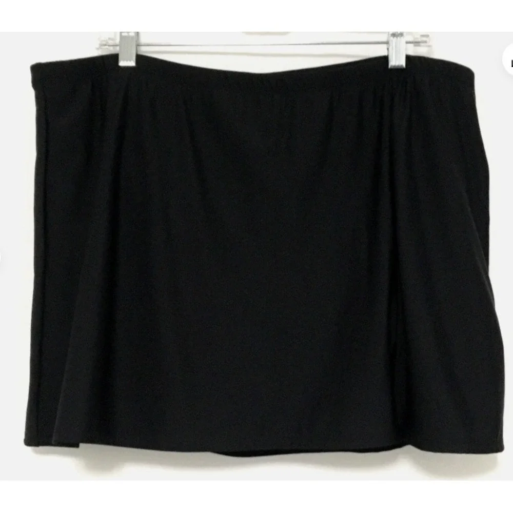 Swim Solutions Black Slit Skirt Swim Bottom Thigh Minimizer Size 22W New 525048X